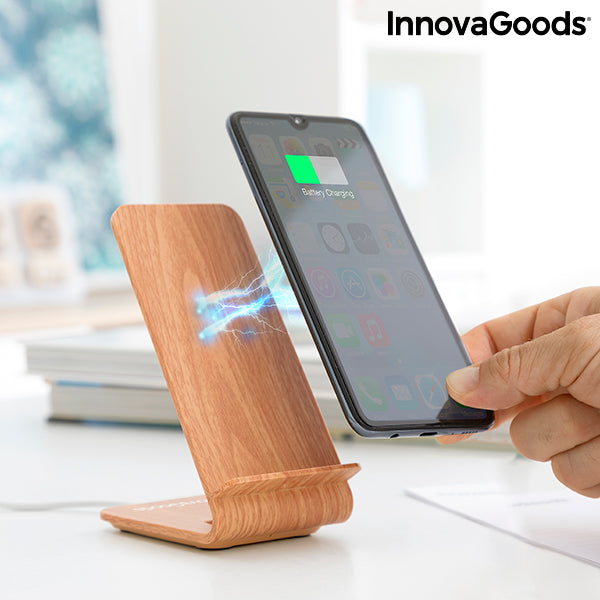 Wood Effect Wireless Charger with Stand Qistan InnovaGoods