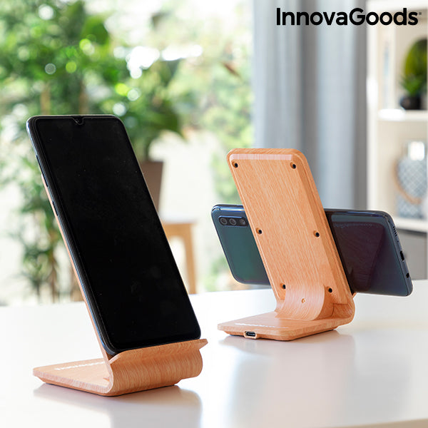 Wood Effect Wireless Charger with Stand Qistan InnovaGoods