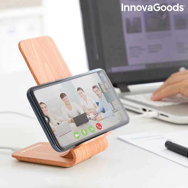 Wood Effect Wireless Charger with Stand Qistan InnovaGoods