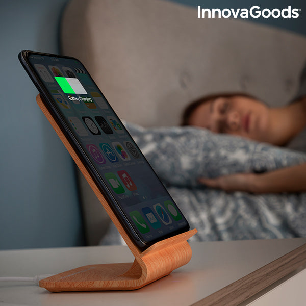 Wood Effect Wireless Charger with Stand Qistan InnovaGoods