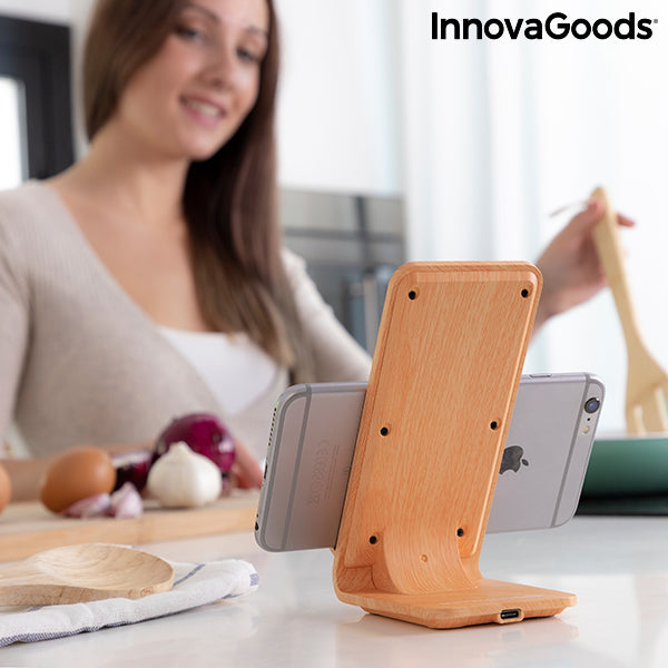 Wood Effect Wireless Charger with Stand Qistan InnovaGoods