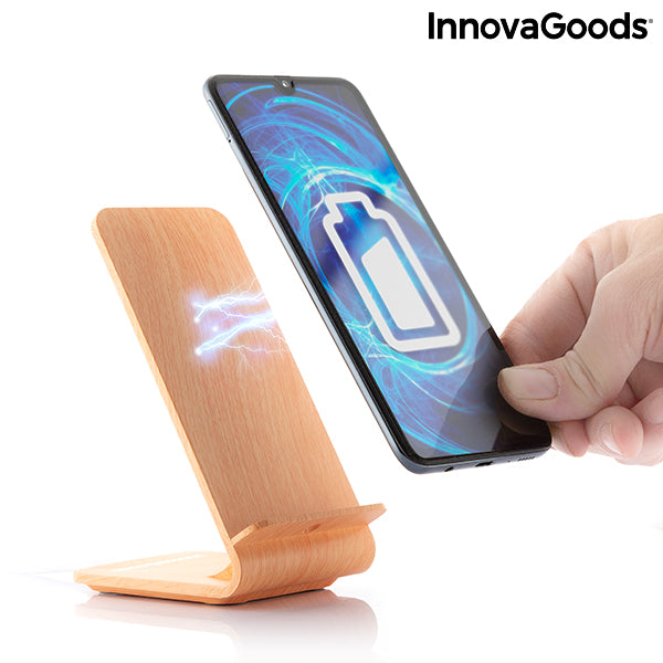 Wood Effect Wireless Charger with Stand Qistan InnovaGoods