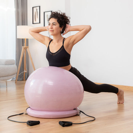 Yoga Ball with Stability Ring and Resistance Bands Ashtanball